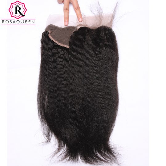 Rosa Queen Kinky Straight Lace Frontal Closure 13"x4" 100% Human Hair Brazilian Remy Hair