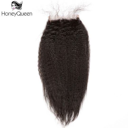 4x4 Lace Closure With Baby Hair Free Part Kinky Straight Brazilian Remy Hair Honey Queen