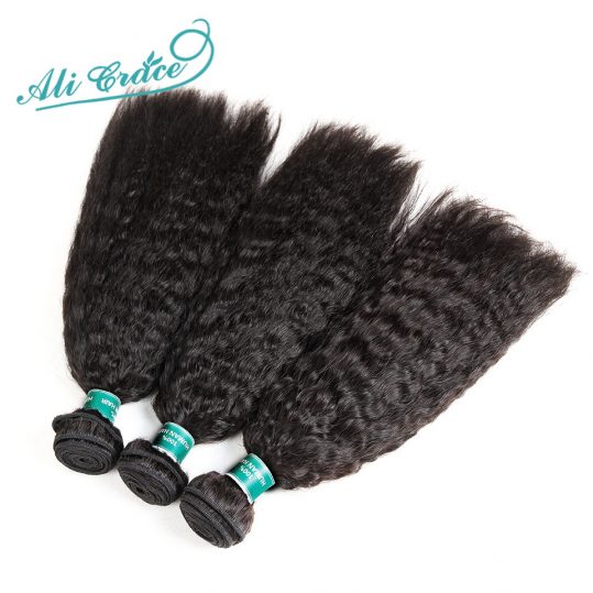 ALI GRACE Hair Brazilian Kinky Straight Coarse Yaki Remy Human Hair Weave 12-28 Inch Natural Color Free Shipping