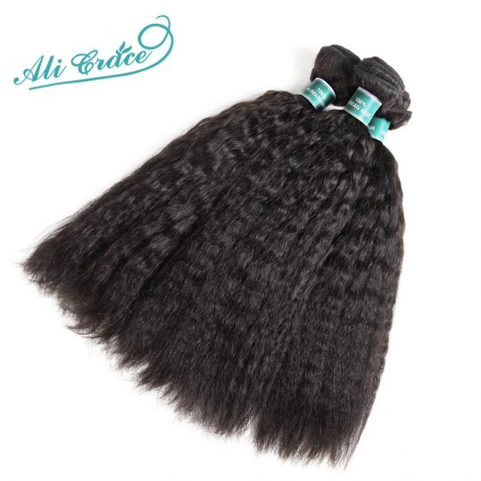 ALI GRACE Hair Brazilian Kinky Straight Coarse Yaki Remy Human Hair Weave 12-28 Inch Natural Color Free Shipping