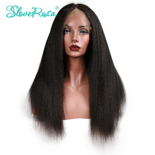 Slove Rosa Kinky Straight Wig Lace Front Human Hair Wigs Brazilian Remy Hair For Black Women Natural Hairline With Baby Hair