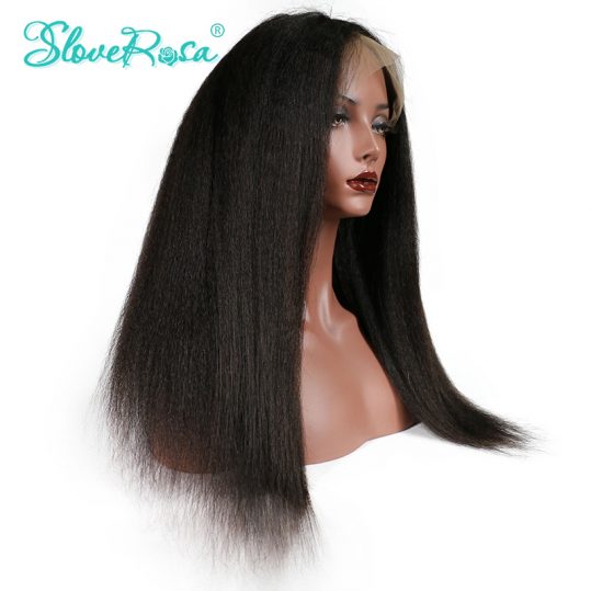 Slove Rosa Kinky Straight Wig Lace Front Human Hair Wigs Brazilian Remy Hair For Black Women Natural Hairline With Baby Hair