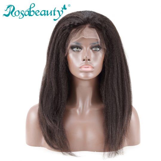 Rosabeauty Human Hair Lace Front Wigs Black Women Kinky Straight Brazilian Remy Hair Natural Color Free Shipping