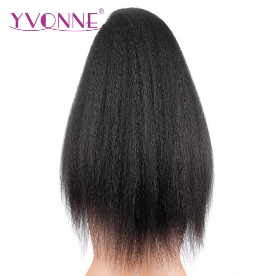 YVONNE 180% Density Kinky Straight Lace Front Human Hair Wigs For Black Women Brazilian Virgin Hair Natural Color Free Shipping