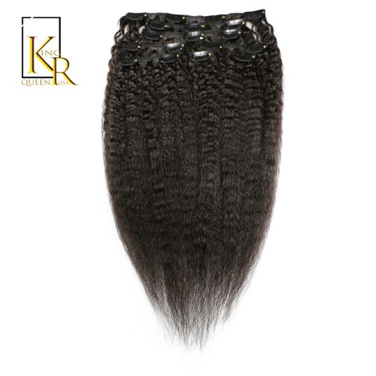 King Rosa Queen Kinky Straight Clip in Human Hair Extensions Natural Color 100% Remy Brazilian Hair Clips In Hair 120G