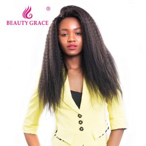 Beauty Grace Malaysian Kinky Straight Hair 1 Bundle Natural Color 100% Remy Human Hair Weaving 10-26 Inches