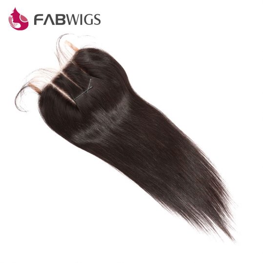 Fabwigs 5x5 Three Part Lace Closure Bleached Knots Brazilian Silky Straight Human Hair Closure Remy Hair Freeshipping