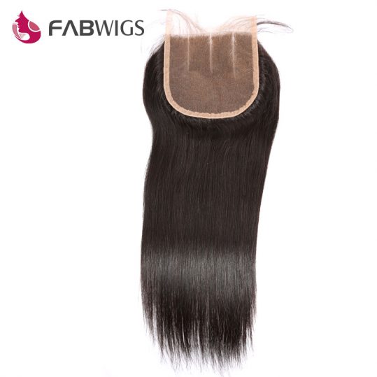 Fabwigs 5x5 Three Part Lace Closure Bleached Knots Brazilian Silky Straight Human Hair Closure Remy Hair Freeshipping
