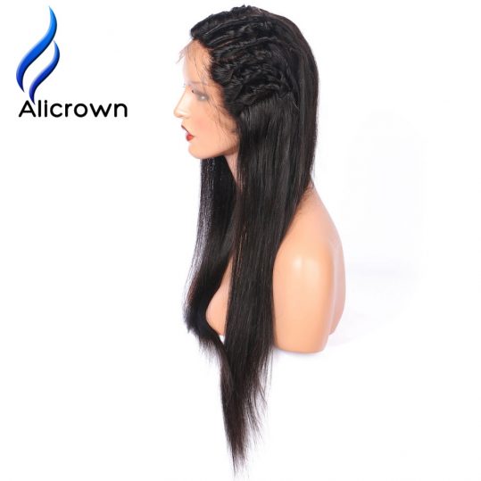 Alicrown Glueless Full Lace Human Hair Wigs For Black Women Bleached Knots Pre-Plucked Remy Brazilian Hair Wigs With Bay Hair