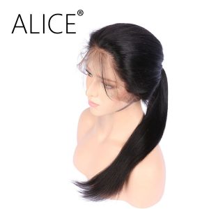 ALICE 130 Density Silky Straight Lace Front Human Hair Wigs Brazilian Remy Hair 8-24 Inches Natural Color Wigs For Black Women