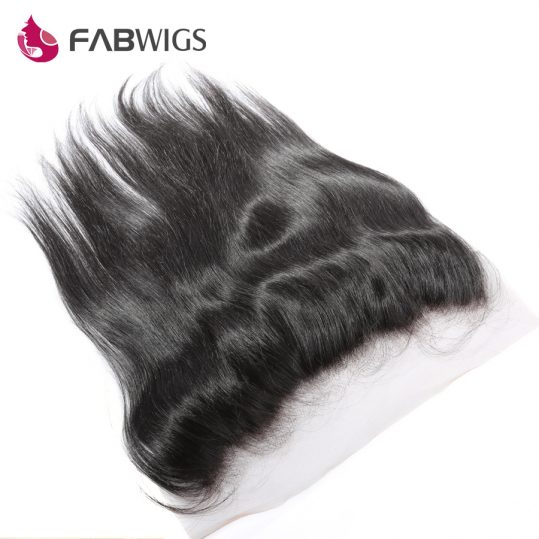 Fabwigs Brazilian Hair 13x4 Silky Straight Lace Frontal Closure Bleached Knots With Baby Hair 100% Human Hair Remy Hair