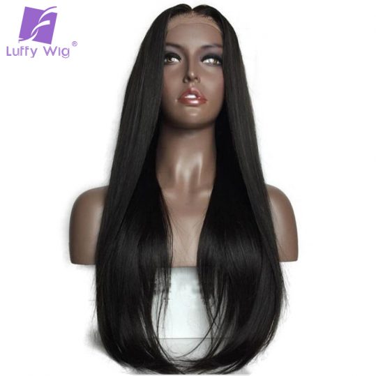 Luffy Non Remy Hair Pre Plucked Brazilian Silky Straight Glueless Human Hair Full Lace Wig With Baby Hair For Black Women