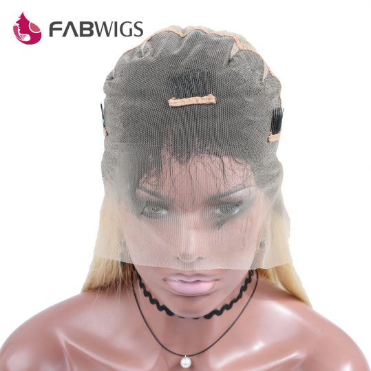 Fabwigs Full Lace Wig Silky Straight 130% Density Ombre Blond 1B 613 Color Human Hair Wig with Baby Hair Remy Hair Free Shipping