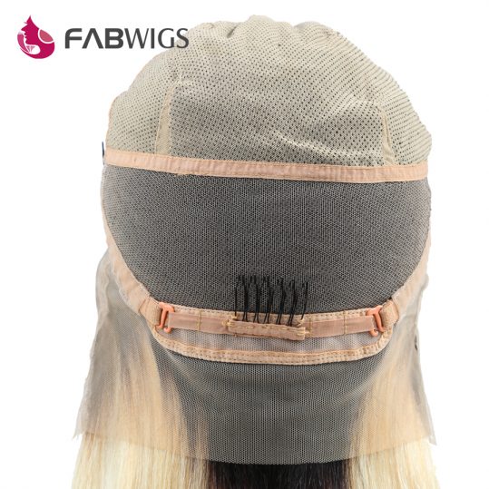 Fabwigs Full Lace Wig Silky Straight 130% Density Ombre Blond 1B 613 Color Human Hair Wig with Baby Hair Remy Hair Free Shipping