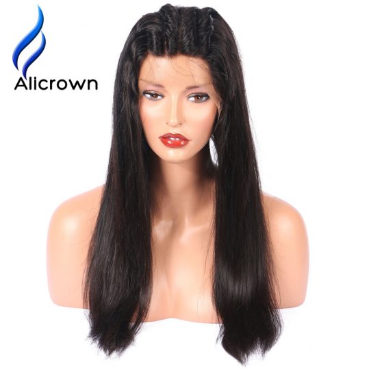 Alicrown Pre-Plucked 4*4 Silk Base Full Lace Human Hair Wigs Bleach Knots Brazilian Remy Hair Wig For Black Women With Baby Hair
