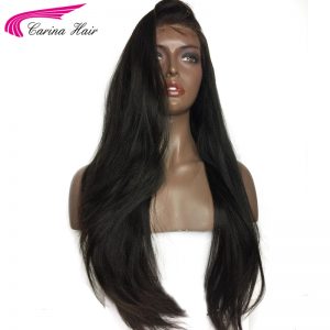 Carina Yaki Straight Full Lace Wigs with Baby Hair Brazilian Glueless Hair Wig Pre-plucked Hairline Non-Remy Hair Natural Color