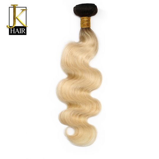 JK Hair Ombre 1b 613 Dark Roots Blonde Brazilian Remy Hair Extension Body Wave 100% Human Hair Weave Bundles Double Weft 1 PC