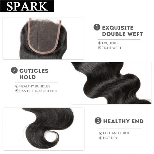 Spark Brazilian Body Wave Lace Closure Free Part 4x4 100% Remy Human Hair Closure Natural Top Closure Bleach Knots Free Shipping