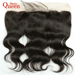 Queen Story Hair Full Lace Frontal Closure Brazilian Body Wave Remy Hair 13x4 EarTo Ear With Baby Hair 100% Human Hair 10-22Inch