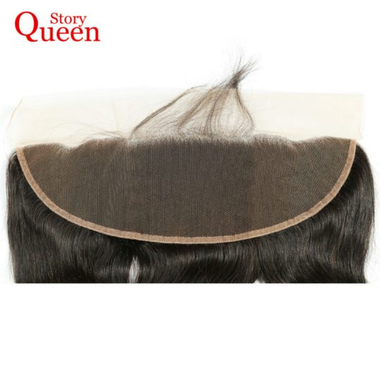 Queen Story Hair Full Lace Frontal Closure Brazilian Body Wave Remy Hair 13x4 EarTo Ear With Baby Hair 100% Human Hair 10-22Inch