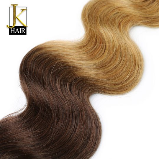 JK Ombre Brazilian Human Hair Weave Bundles 100% Remy Hair Extension Body Wave Bundles T1B/4/27 Dark Blonde Brown Weaving 12-24"