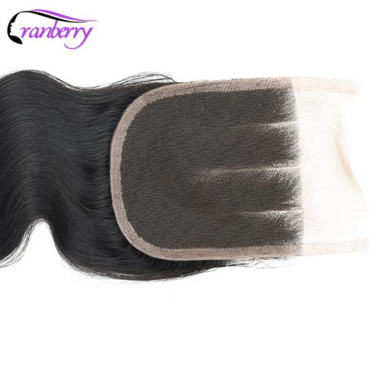 Cranberry Hair Three Part Body Wave Hair Lace Closure 8"-20" 4*4 100% Remy Human Hair Closure Can Be Dyed Free Shipping