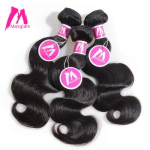 Maxglam Human Hair Bundles Brazilian Hair Weave Bundles Body Wave Natural Color Non Remy Hair 1PC Free Shipping