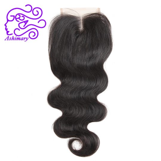 Ashimary Brazilian Hair Body Wave Lace Closure Middle Part 4"x4" Remy Hair Closure Natural Color 100% Human Hair Free Shipping
