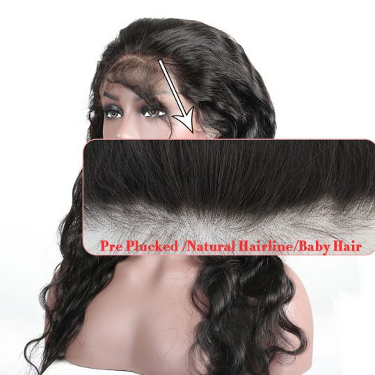 Pre Plucked 360 Lace Frontal Closure With Baby Hair Body Wave 100% Brazilian Remy Hair Natural Black You May Hair