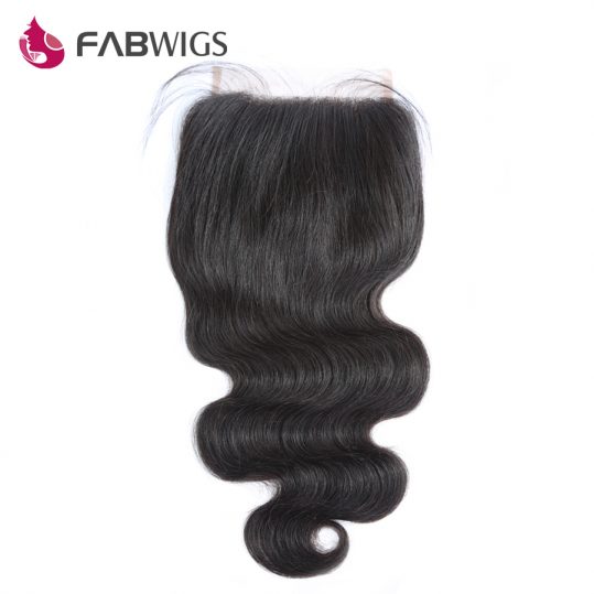 Fabwigs 5x5 Body Wave Lace Closure Brazilian Human Hair Bleached Knots Remy Hair Piece Free Shipping