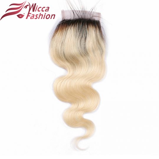 Dream Beauty Ombre Color 1b/613 Brazilian Non Remy Hair Body Wave 4*4 Lace Closure 100% Human Hair