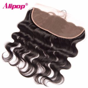 ALIPOP Brazilian Lace Frontal Closure With Baby Hair Non Remy Body Wave Hair 100% Human Hair Pre Plucked Natural Hairline