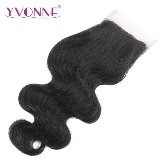 YVONNE Brazilian Body Wave Virgin Hair Free Part Lace Closure 4x4 Human Hair Closure Natural Color Free Shipping