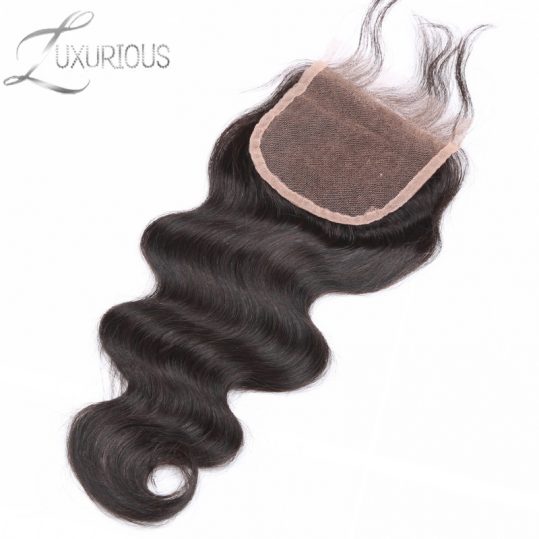 Luxurious 100% Brazilian Virgin Human Hair Body Wave 4"x4" Free Part Lace Closure 8-20inch Hand Tied Free Shipping