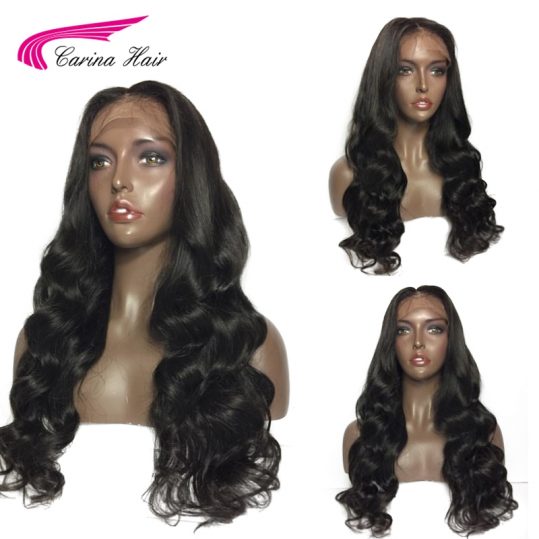 Carina Hair Natural Color Middle Part Silk Base Lace Front Wigs Pre-Plucked Hairline Brazilian Non-Remy Hair Wigs Body Wave