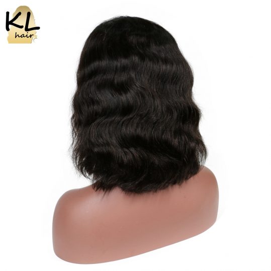 KL Hair Body Wave Full Lace Human Hair Short Bob Wigs 8"~14" Natural Black Color 1B Brazilian Remy Hair Wigs For Black Women