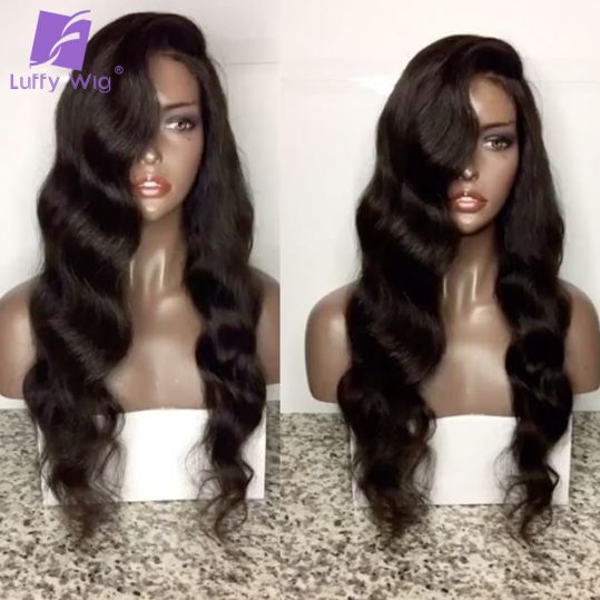 Luffy Body Wave Brazilian Glueless Full Lace Human Hair Wigs With Baby Hair For Black Women Non Remy Natural Color 130 Density