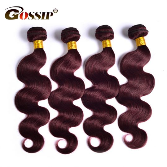 Burgundy Body Wave Brazilian Hair Weave Bunldes 99j Red Color Human Hair Bundles Gossip Hair Extensions Non Remy 1 Piece Only