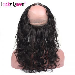 Lucky Queen Hair Brazilian Body Wave Pre-Plucked 360 Lace Frontal with Baby Hair 100% Human Hair Non-Remy Hair Free Shipping