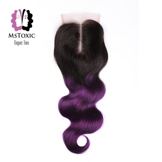 Mstoxic Lace Closure Purple 100% Brazilian Human Hair Middle Part Body Wave Non Remy Free Shipping