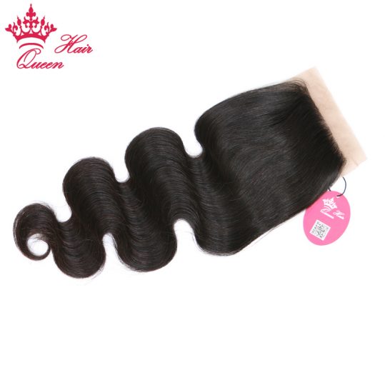 Queen Hair Products Free Part Silk Base Closure Brazilian Virgin Hair Body Wave 100% Human Hair Natural color