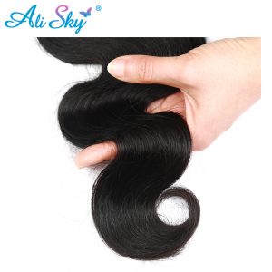Ali Sky Hair Peruvian nonremy Hair Body Wave 8"-26" 1pc Human Hair Bundles Weave Natural Color 1B# for Black Women Can Be Curled