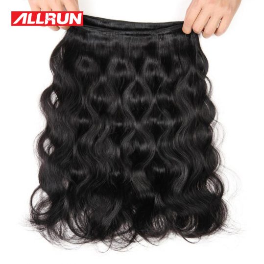 Allrun Hair Peruvian Body Wave Hair Bundles 1 PCS Non Remy Human Hair Extension Natural Black Can Be Dyed No Tangle 8"-28"