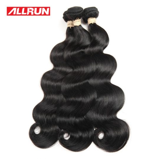 Allrun Hair Peruvian Body Wave Hair Bundles 1 PCS Non Remy Human Hair Extension Natural Black Can Be Dyed No Tangle 8"-28"