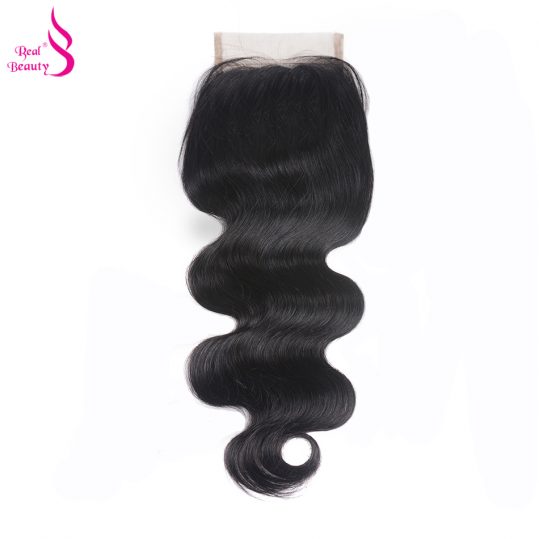 Real beauty Peruvian Body Wave Lace Closure Free Part Remy Hair Bundles 4*4 Swiss Lace with Baby Hair 130% density Free Shipping