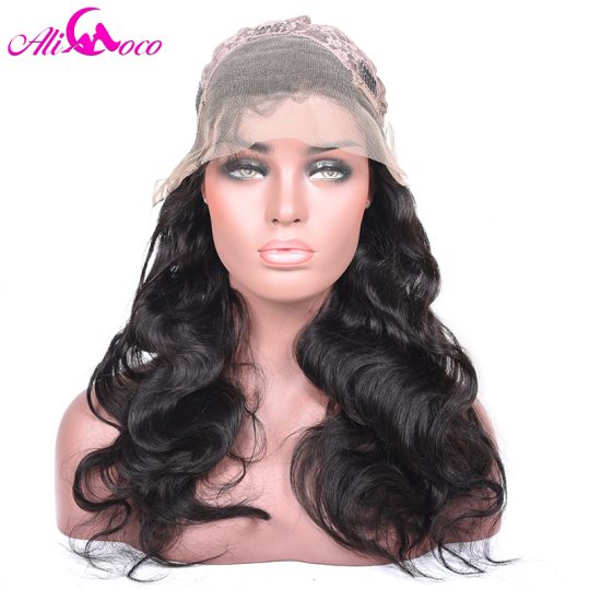 Ali Coco 130% Density Lace Front Wigs Body Wave With Baby Hair Natural Black Color Medium Cap Size