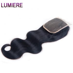 Lumiere Hair Indian Body Wave Hair Closure 4''x 4''Lace Closure Free Part Human Hair One Piece Remy Hair Free Shipping