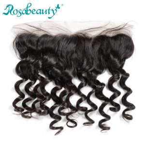 Rosabeauty Brazilian Loose Wave 13*4 Lace Frontal Closure Bleached Knot with Natural Hairline 100% Human Remy Hair Free Shipping