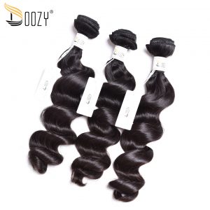 Doozy loose wave Brazilian hair bundles double weft hair extensions natural color remy human hair weaving