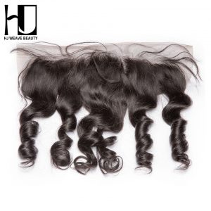 [HJ WEAVE BEAUTY] Brazilian Lace Frontal Closure Loose Wave Remy Hair 13*4 Plucked Natural Hairline 100% Human Hair